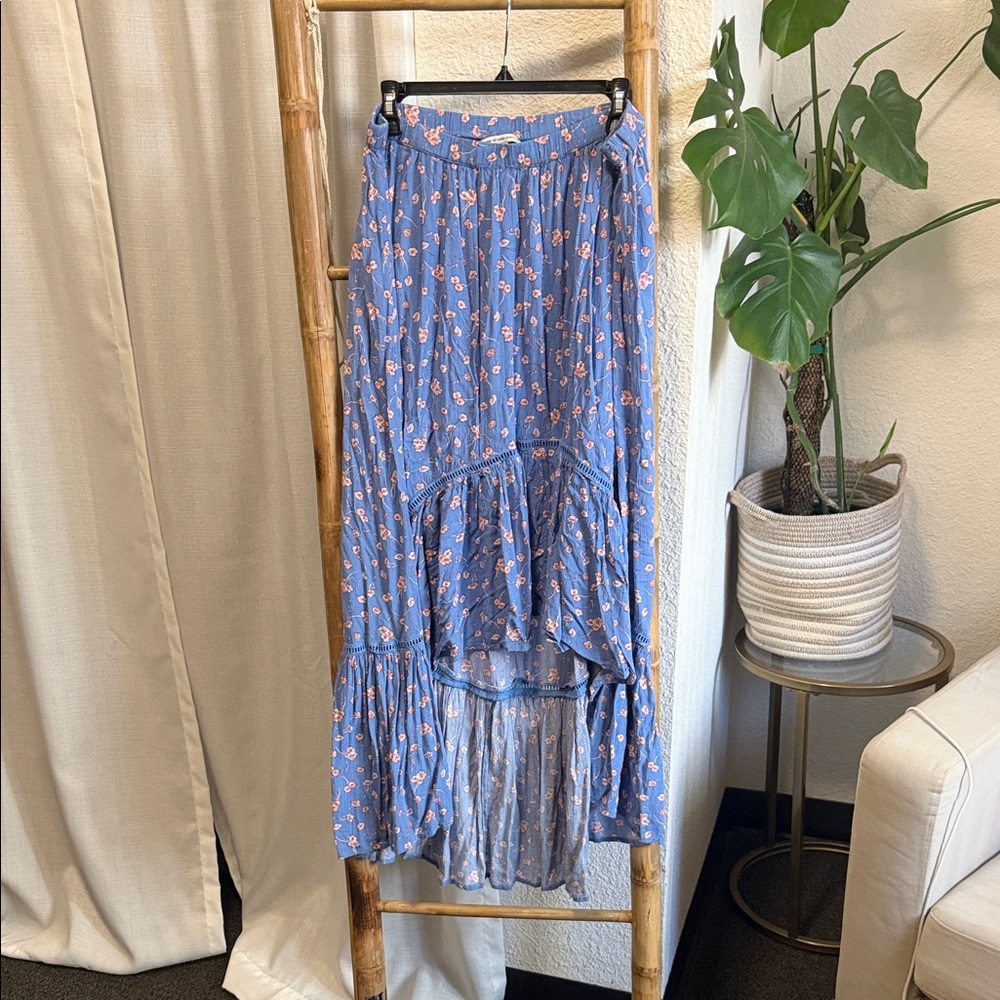 American Eagle Outfitters Blue Floral High Low Skirt